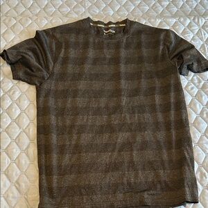Reebok Dark Gray Striped Athletic Tee